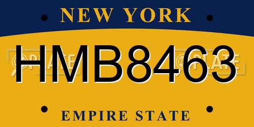 HMB8463 New York License Plate
