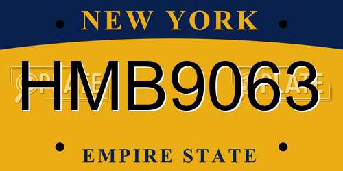 HMB9063 New York License Plate