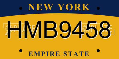HMB9458 New York License Plate