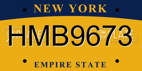HMB9673 New York License Plate