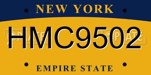 HMC9502 New York License Plate