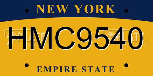 HMC9540 New York License Plate