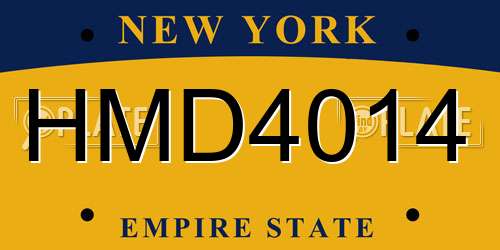 HMD4014 New York License Plate