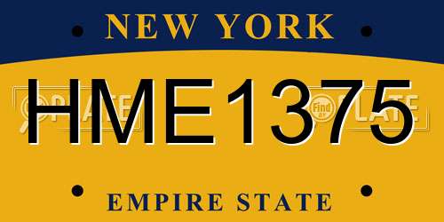 HME1375 New York License Plate