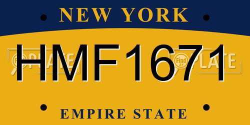 HMF1671 New York License Plate