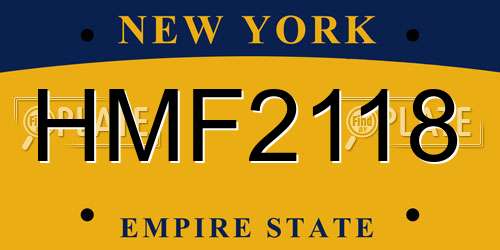HMF2118 New York License Plate