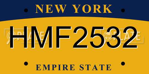 HMF2532 New York License Plate
