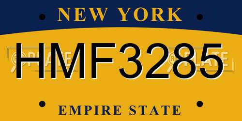 HMF3285 New York License Plate