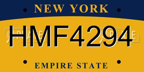 HMF4294 New York License Plate