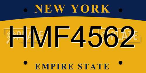 HMF4562 New York License Plate