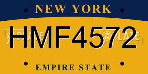 HMF4572 New York License Plate