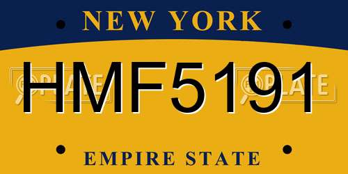 HMF5191 New York License Plate