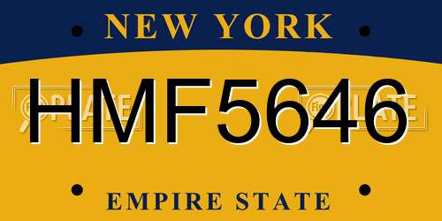 HMF5646 New York License Plate