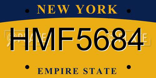 HMF5684 New York License Plate