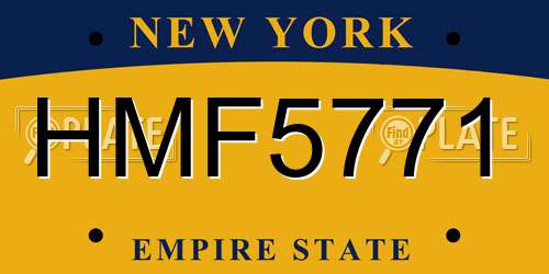 HMF5771 New York License Plate