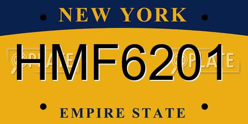 HMF6201 New York License Plate