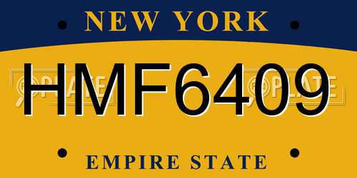 HMF6409 New York License Plate