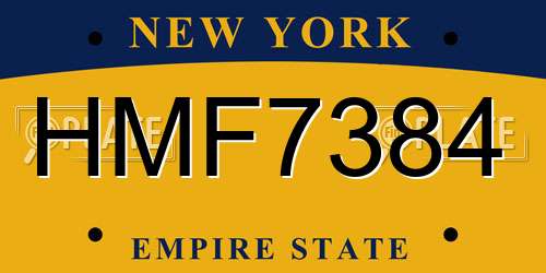 HMF7384 New York License Plate