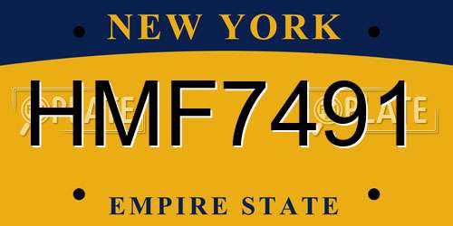 HMF7491 New York License Plate