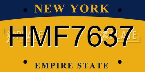 HMF7637 New York License Plate