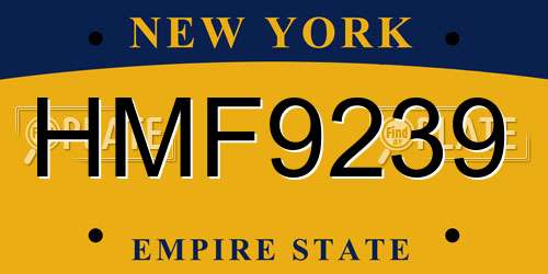 HMF9239 New York License Plate