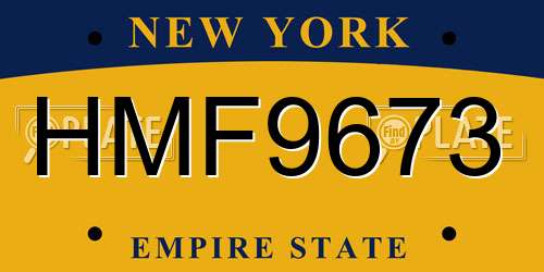 HMF9673 New York License Plate