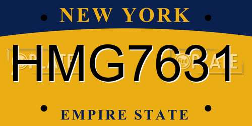 HMG7631 New York License Plate
