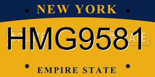 HMG9581 New York License Plate