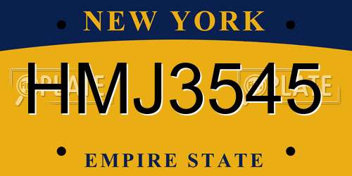 HMJ3545 New York License Plate