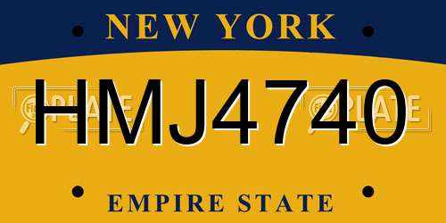 HMJ4740 New York License Plate