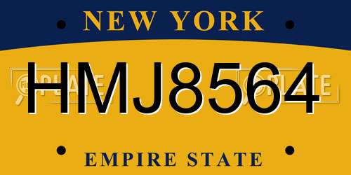 HMJ8564 New York License Plate