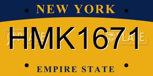 HMK1671 New York License Plate