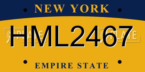 HML2467 New York License Plate