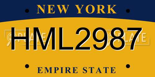 HML2987 New York License Plate