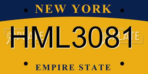 HML3081 New York License Plate