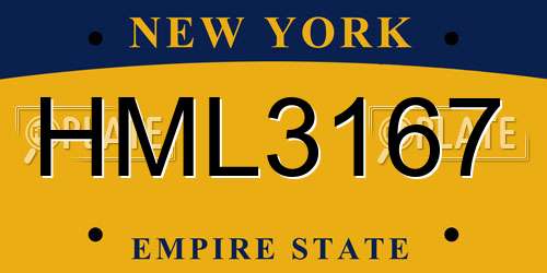 HML3167 New York License Plate