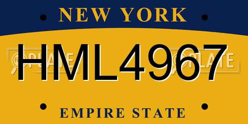 HML4967 New York License Plate