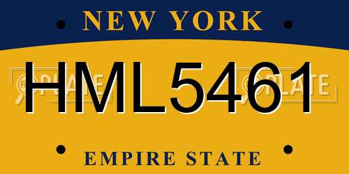 HML5461 New York License Plate