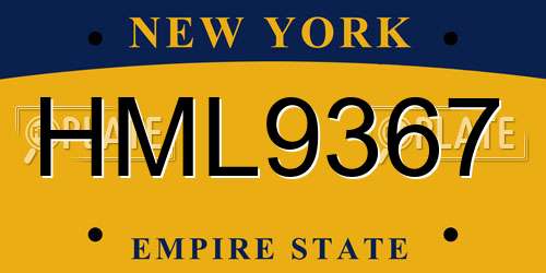 HML9367 New York License Plate
