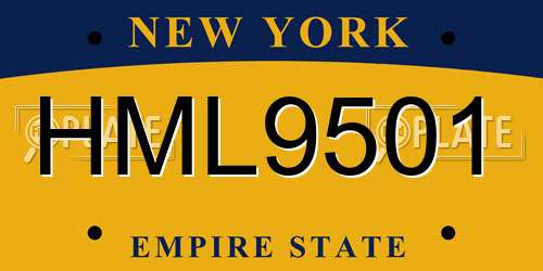 HML9501 New York License Plate