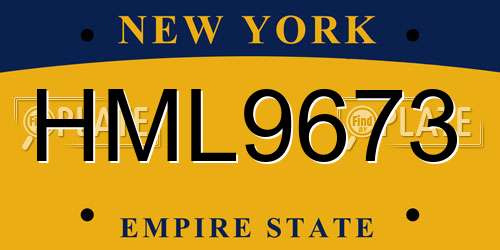 HML9673 New York License Plate