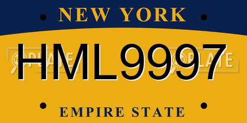 HML9997 New York License Plate