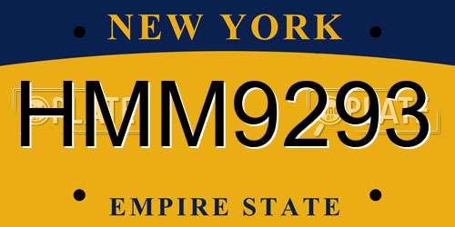 HMM9293 New York License Plate