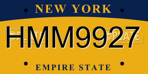 HMM9927 New York License Plate