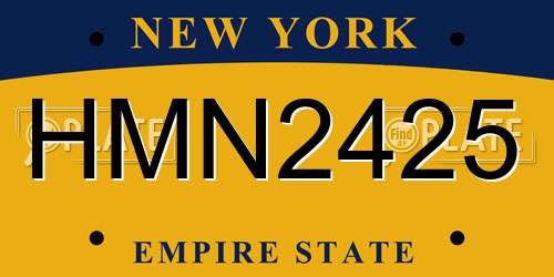 HMN2425 New York License Plate
