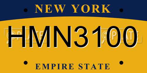 HMN3100 New York License Plate