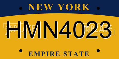 HMN4023 New York License Plate