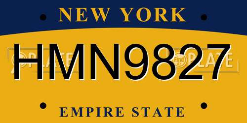 HMN9827 New York License Plate