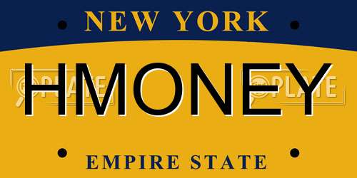 HMONEY New York License Plate