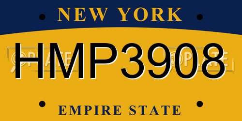 HMP3908 New York License Plate